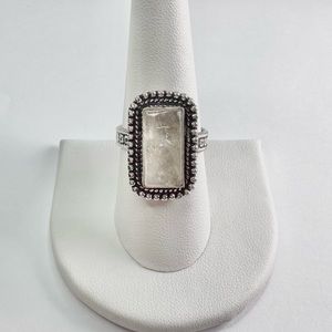 GOLDEN Rutile Quartz Genuine Stone 925 Sterling Silver Ring